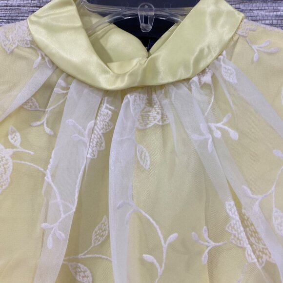 🌼 Vintage 1960s Montgomery Ward Yellow Gown w/ Sheer Overlay - - Picture 4 of 11